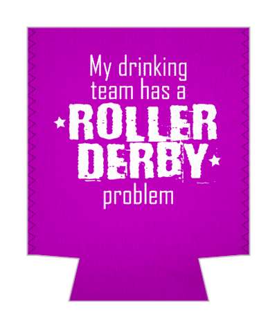 purple white my drinking team has a roller derby problem funny stars stickers, magnet
