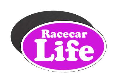 purple white racecar life casual stickers, magnet