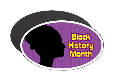 purple yellow black history month side view silhouette stickers, magnet