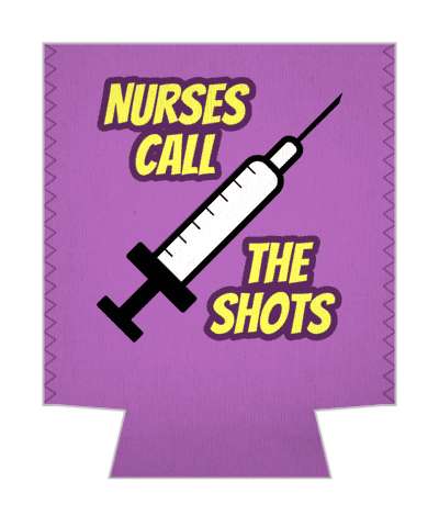 purple yellow nurses call the shots syringe stickers, magnet