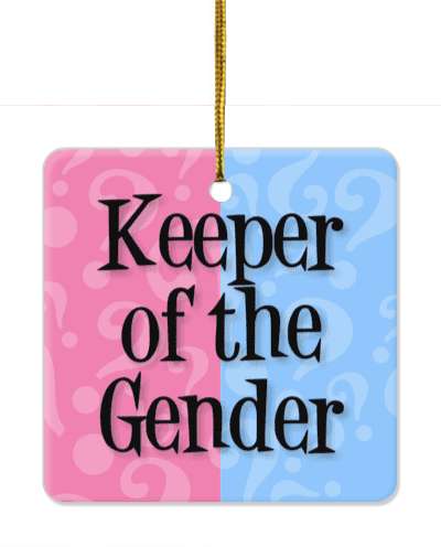 question marks keeper of the gender pink or blue gender reveal stickers, magnet