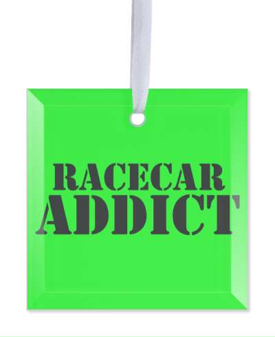 racecar addict black stencil green stickers, magnet