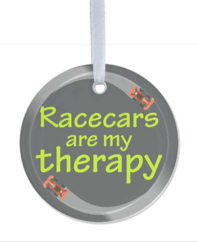 racing cars is my therapy racecars driving circle stickers, magnet
