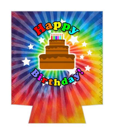 rainbow rays happy birthday swirl candles cake stickers, magnet