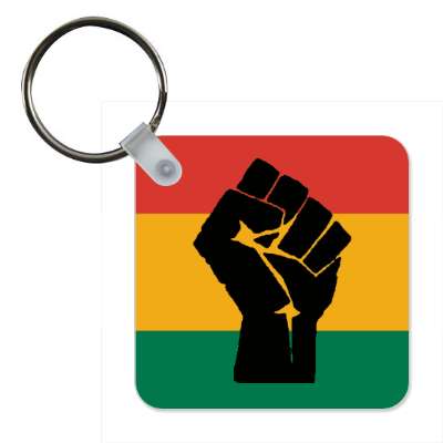 raised black fist pan african colors freedom symbol stickers, magnet