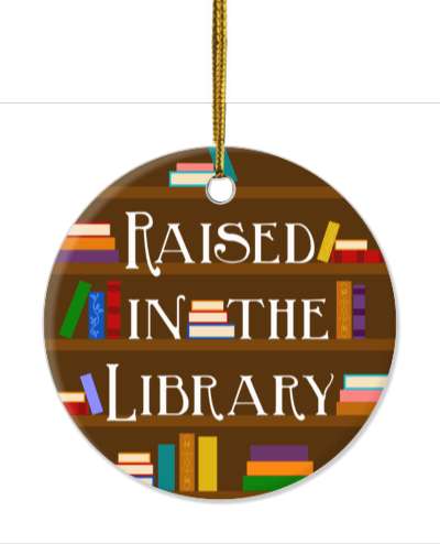raised in the library books on shelf stickers, magnet