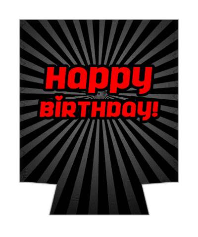 rays black red happy birthday stickers, magnet
