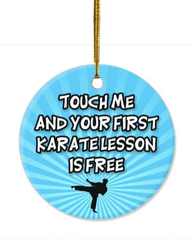 rays blue touch me and your first karate lesson is free kicking silhouette stickers, magnet