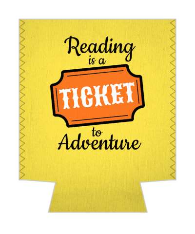 reading is a ticket to adventure orange stickers, magnet