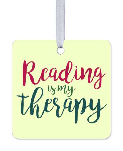 reading is my therapy cursive pale green stickers, magnet