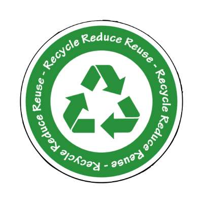 recycle reduce reuse triangle arrow symbol green stickers, magnet