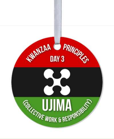 red black green kwanzaa principles day 3 ujima collective work and responsibility stickers, magnet
