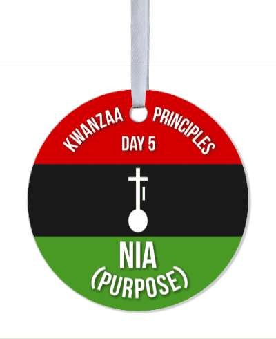 red black green kwanzaa principles day 5 nia purpose stickers, magnet
