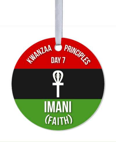 red black green kwanzaa principles day 7 imani faith stickers, magnet