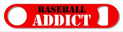 red black white stencil baseball addict stickers, magnet