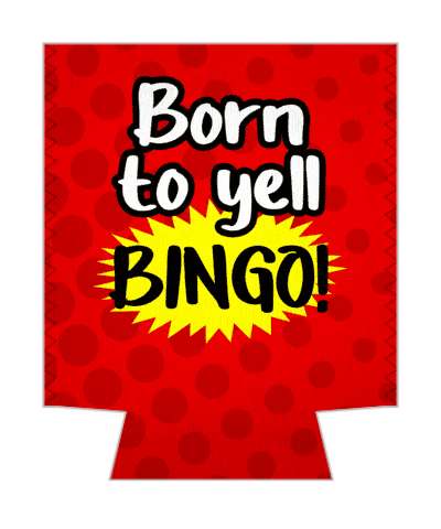 red born to yell bingo polkadot stickers, magnet