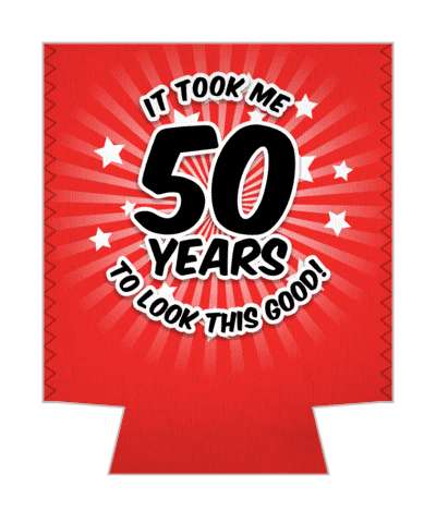 red burst it took me 50 years to look this good 50th birthday stickers, magnet