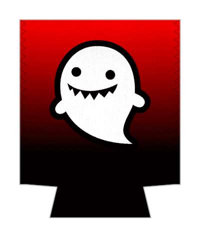 red ghost sharp tooth smile stickers, magnet