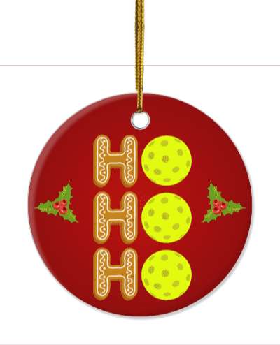 red gradient pickleball christmas ho ho ho gingerbread cookies balls holly berries stickers, magnet