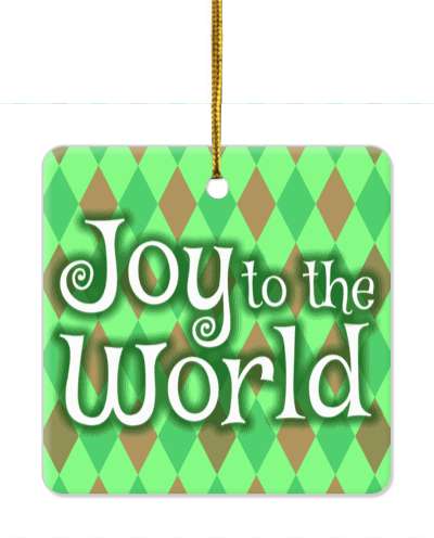 red green diamond pattern joy to the world stickers, magnet