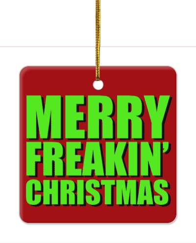 red green merry freakin christmas funny holiday saying stickers, magnet