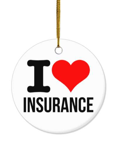 red i heart love insurance white stickers, magnet