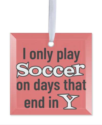 red i only play soccer on days that end in y stickers, magnet