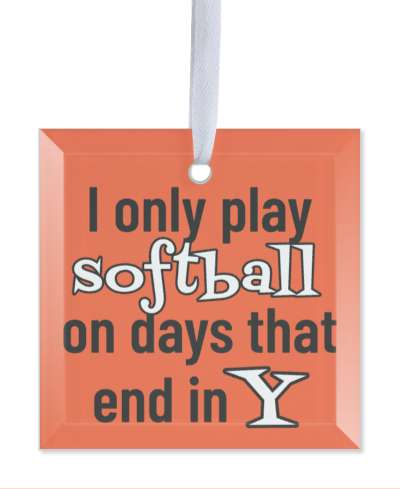 red i only play softball on days that end in y stickers, magnet
