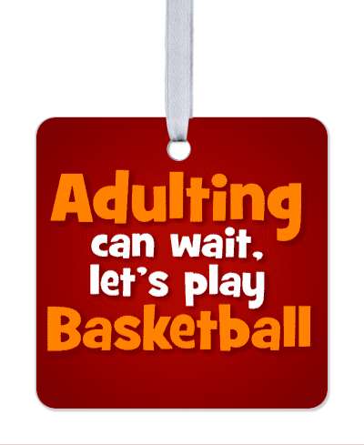 red orange adulting can wait lets play basketball stickers, magnet