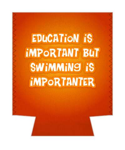 red orange gradient education is important but swimming is importanter funny wordplay stickers, magnet