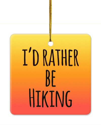 red orange gradient id rather be hiking stickers, magnet