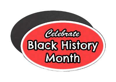red pattern cursive celebrate black history month stickers, magnet