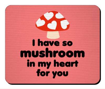 red pink i have so mushroom in my heart for you wordplay love humor stickers, magnet