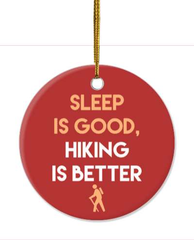 red sleep is good hiking is better walking hiker symbol stickers, magnet