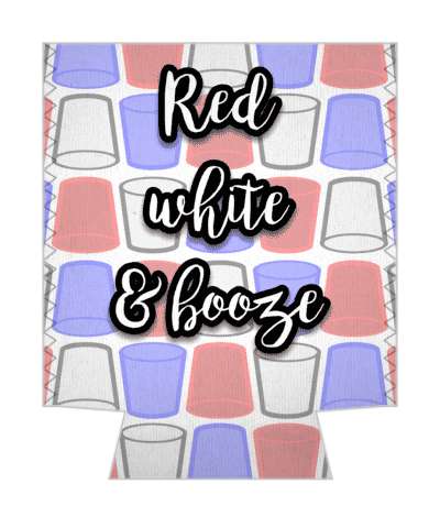 red white and booze wordplay red white blue cups stickers, magnet