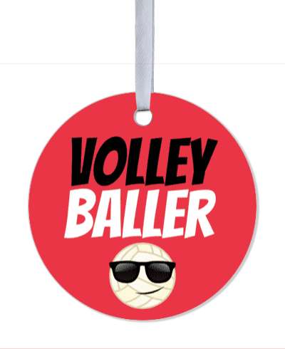 red white black volley baller volleyball smile face smirk sunglasses stickers, magnet