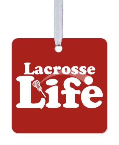 red white lacrosse life throwing ball stick stickers, magnet