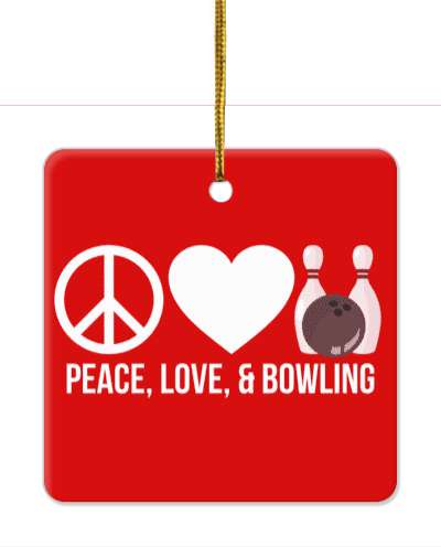 red white peace love and bowling symbol heart ball pins stickers, magnet