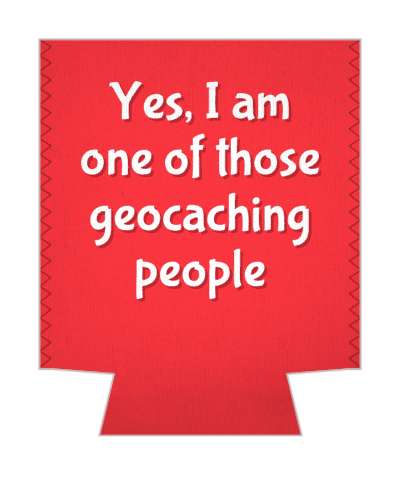 red white yes i am one of those geocaching people stickers, magnet