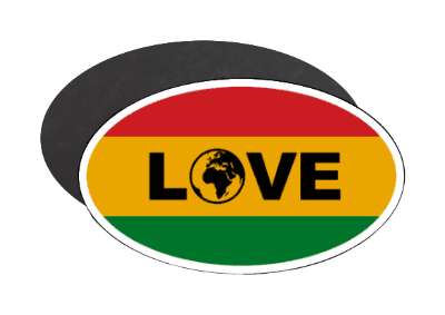 red yellow green love africa globe black history stickers, magnet