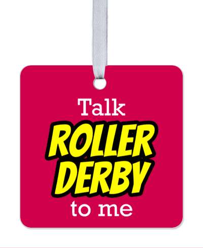red yellow talk roller derby to me rollerskating sport stickers, magnet
