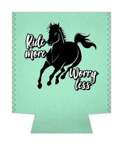 ride more worry less light green running horse stickers, magnet