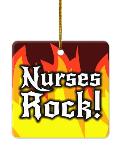 rock and roll nurses rock flames stickers, magnet