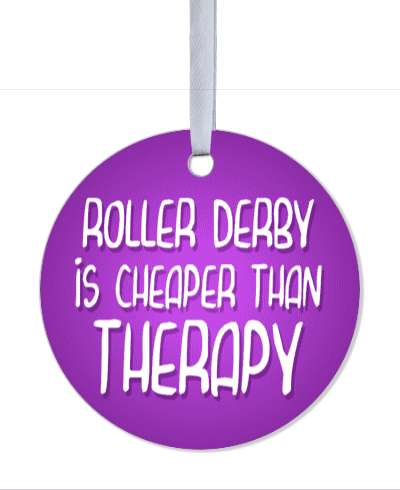 roller derby is cheaper than therapy gradient purple stickers, magnet