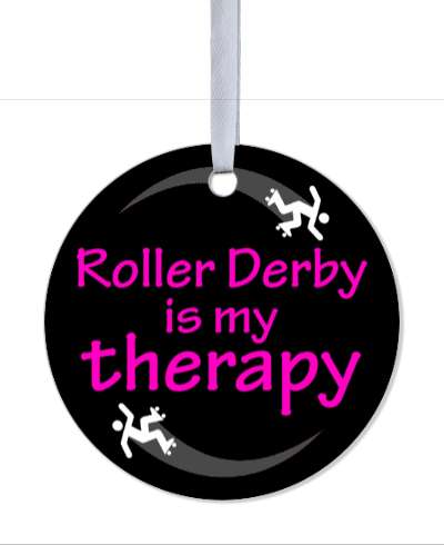 roller derby is my therapy skaters circle stickers, magnet