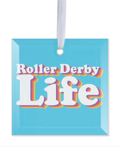 roller derby life colorful light blue stickers, magnet