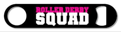 roller derby squad team white black bold stickers, magnet