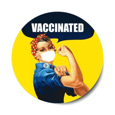 rosie the riveter vaccinated mask covid 19 stickers, magnet