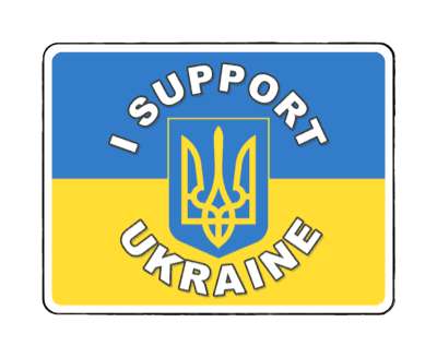 russian war i support ukraine flag colors coat of arms stickers, magnet