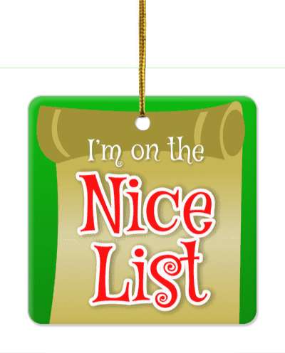santa claus list im on the nice list scroll green stickers, magnet